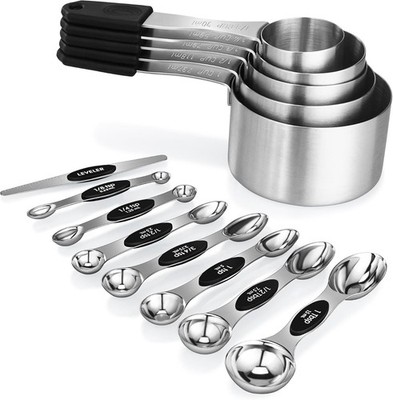 Magnetic Measuring Cups and Spoons Set Stainless Steel Kitchen Gadgets