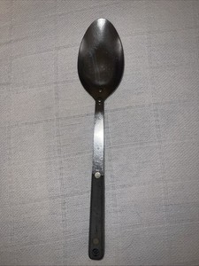 Vintage Flint MCM Kitchen Spoon Stainless Steel Black Composite Handle 