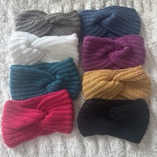 Women's Knit Twist Headbands Set of 8 Multicolor Stretch Solid Classic