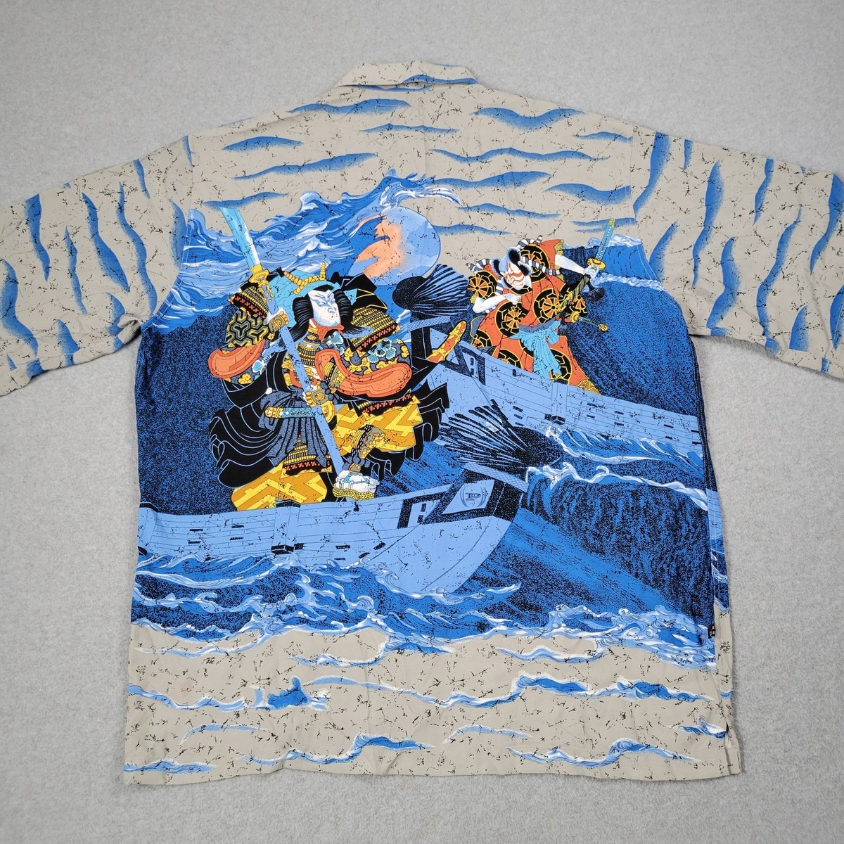 Vintage Phat Farm Shirt Men 2XL 90s Y2K AOP Japanese Samurai Hip