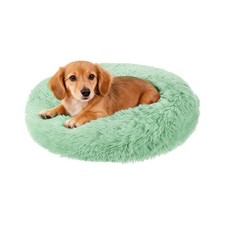 15.7 Inch 40cm Cat Dog Bed Round Soft Fluffy Plush Pet Bed Green