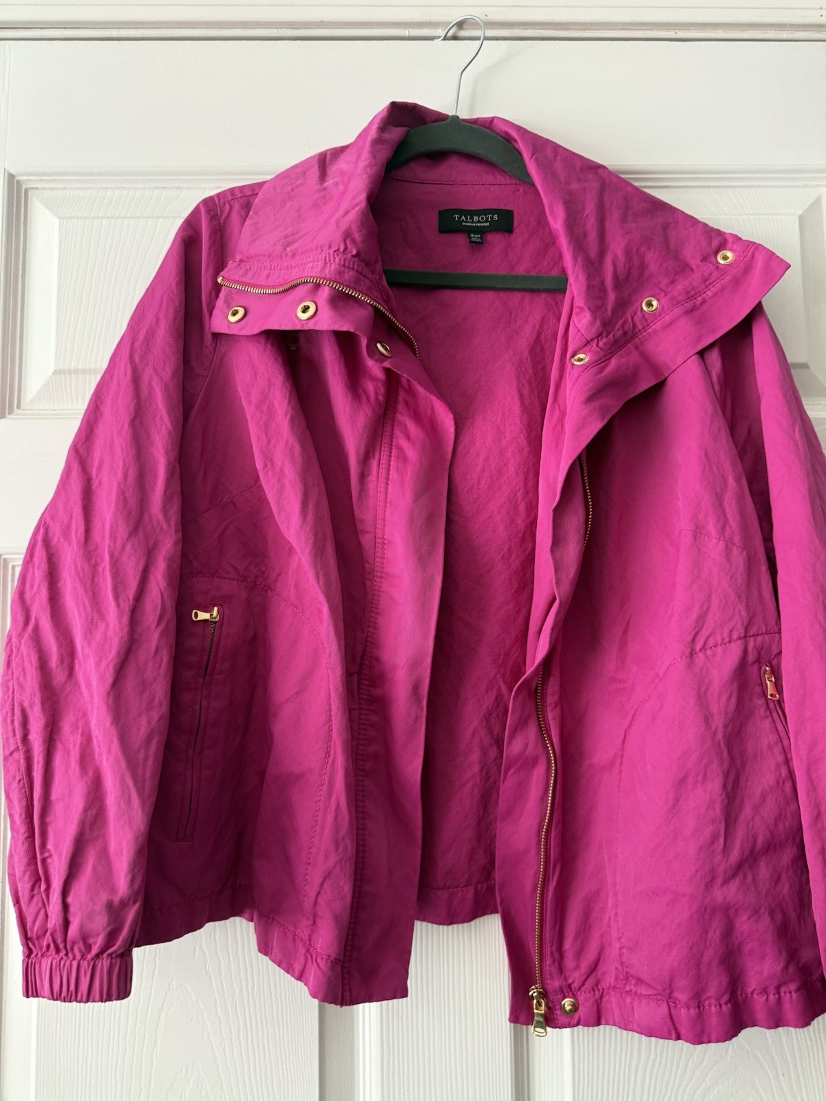 Talbots Pink Basic Jacket Gold-Tone Hardware Zip … - image 1