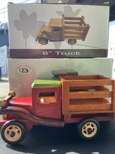Vintage Wooden Delivery Pickup Truck Handcrafted Toy Display Collection 8 inch