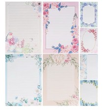 Floral Design Lined Stationery Paper Set, 72 Pieces