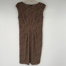 NWT Talbots Sheath Dress Womens S Brown Animal Print Pullover Pleated Sleeveless