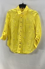 Maeve Women's Pineapple Embroidered Button Down Shirt Yellow NWT Sz 0P