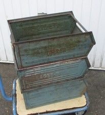 3x Lager Sichtbox Blech Box Metall Stapelbox Werkstatt Loft Vintage Markenware