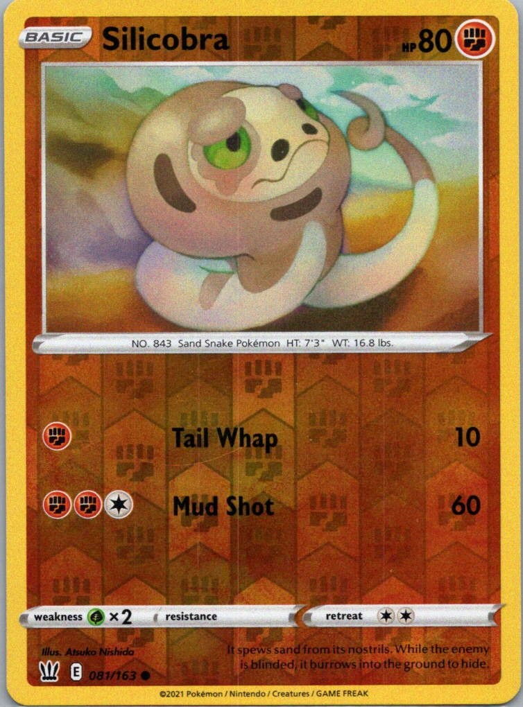 Pokemon TCG Silicobra 81/163 Battle Styles Rev Holo NM