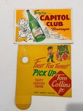 1950's TOM COLLINS & CAPITOL CLUB Cardstock Store Display Signs