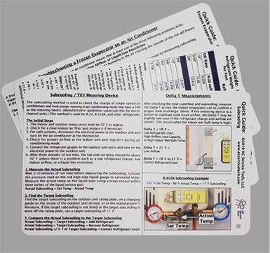 HVAC Quick Reference Cards for Refrigerant Charging and Troubleshooting