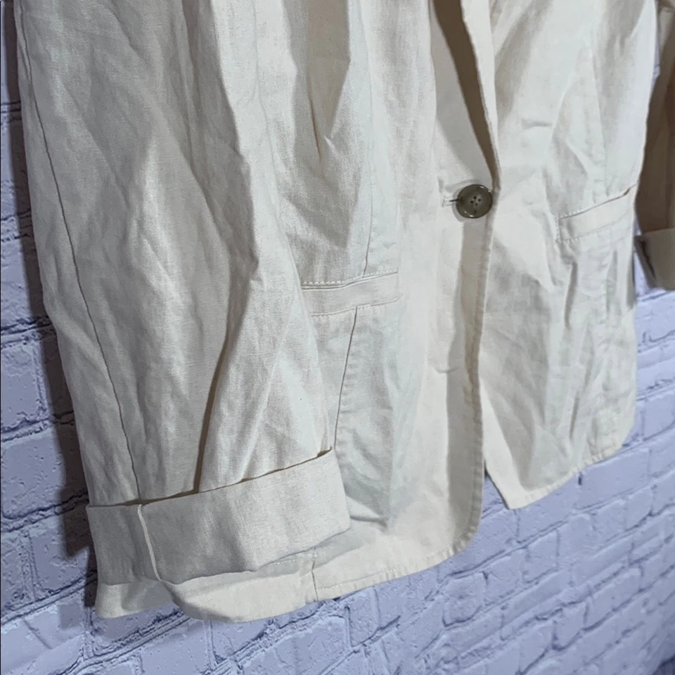 J.Crew Womens Linen Blend Blazer Cream Size 10 Business Preppy Academia Casual - Image 4 of 4