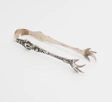 Antique Art Nouveau sterling silver claw sugar tongs by Barton Reed Francis