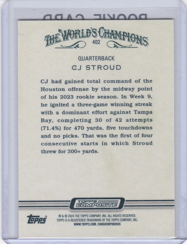 C.J. STROUD ROOKIE CARD 2023 Topps Allen & Ginter RC Football HOUSTON TEXANS CJ - Image 2 of 2