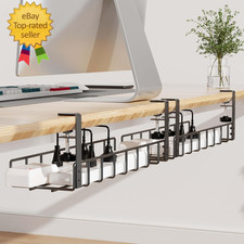 2 Pack Cable Management under Desk Tray, 31.4" No Drill under Desk Wire Manageme