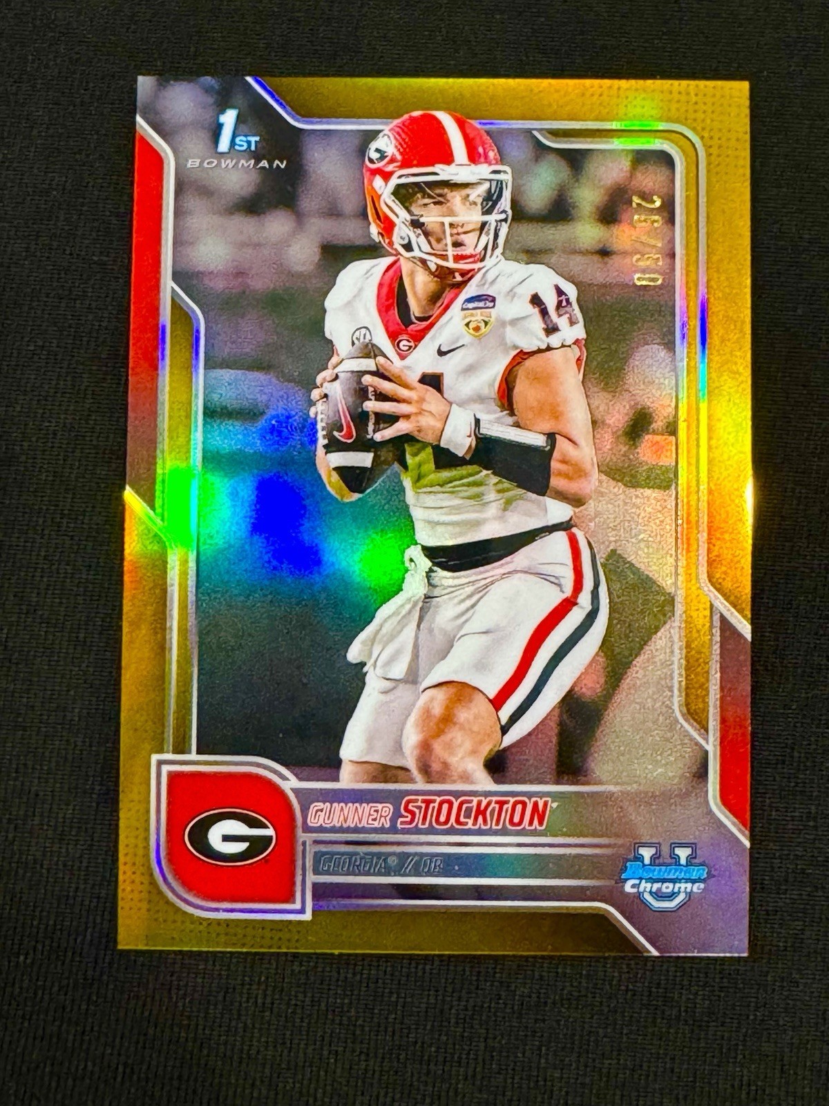 Gunner Stockton 2025 Bowman Chrome U 1st True Gold /50 Georgia