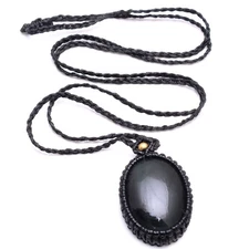 Handcrafted Natural Onyx Boho Macrame Beautiful Pendant Healing Crystal Necklace