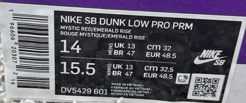 Nike SB Dunk Low Pro Premium "Mystic Red" Herrengröße 14 DV5429-601 - Bild 5 von 5