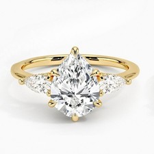 Lab Grown diamond ring,1CT water droplet ight...