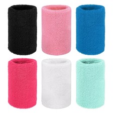 Wristbands Sweatbands, Sports Wrist Bands 3 x 4'' 6 Pack Classic Colors