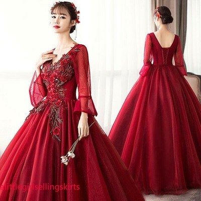 Quinceanera Full Length Womens Wedding Pageant Gown Party Dress Bride Banquet
