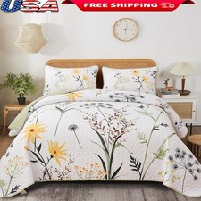 Botanical Quilt Set Soft Microfiber Lightweight Bedding All Seasons Use