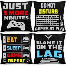 Whaline Video Game Throw Pillow 18 x 18 Inch Gamer 18 x 18-Inch, Black