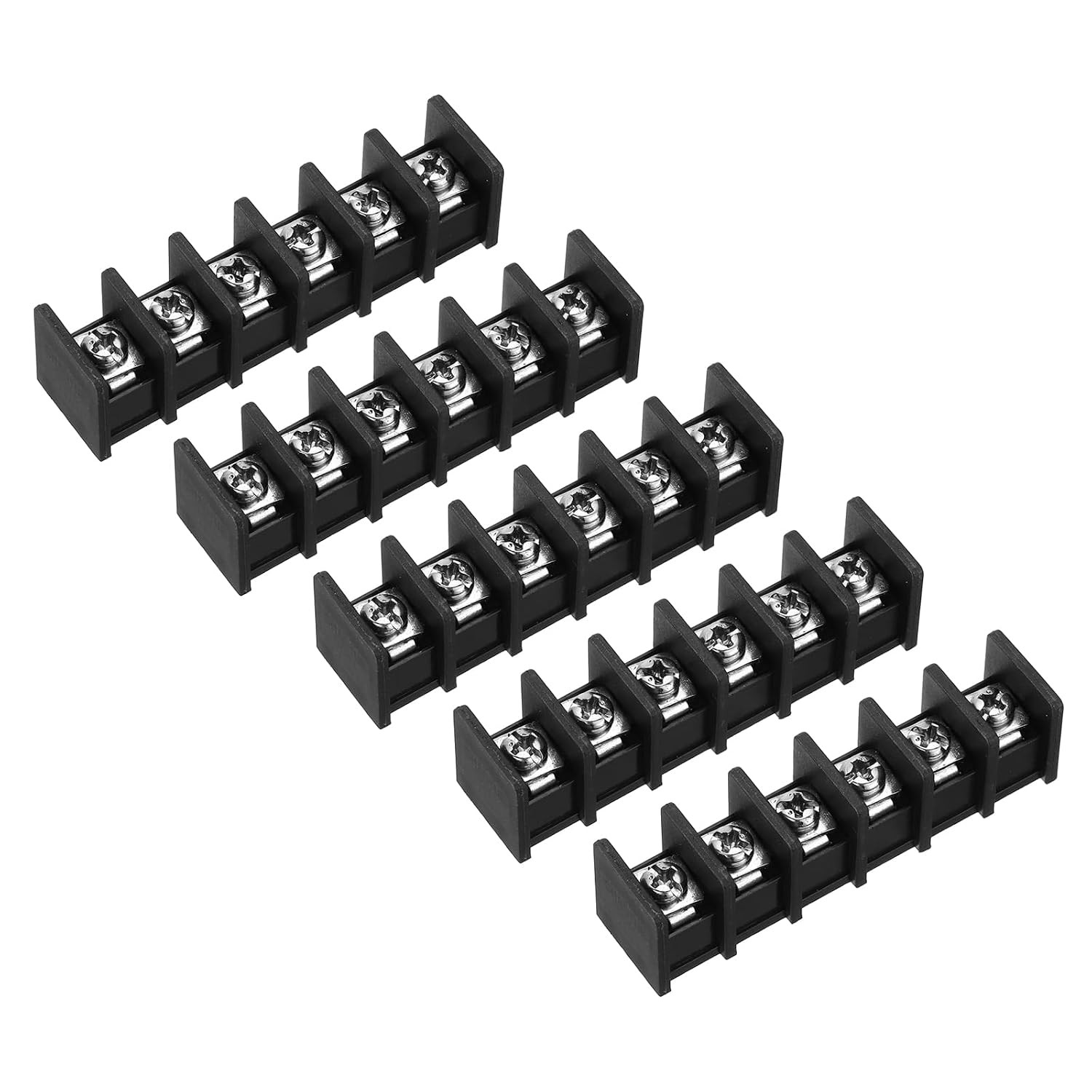 5 Pcs 6 Positions Terminal Block 300V 30A 11Mm Pitch Single Rows 6 Circuits DIN