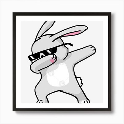 Lustiges Shirt Dabbing Osterhase Da gerahmt Wandbild Poster Leinwanddruck Bild