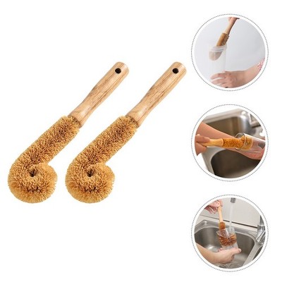 2Stücke Wooden Water Bottle Cleaning Brush Soft Bristles
