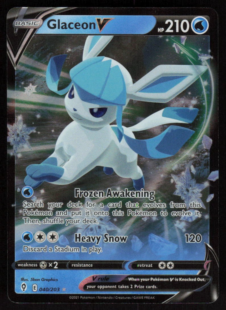 Glaceon V 040/20: Evolving Skies Pokemon TCG Near Mint