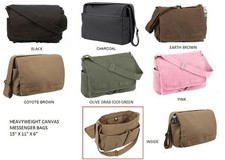 Classic Canvas MESSENGER BOOK BAG Computer Tablet Laptop Shoulder Case 6 Colors