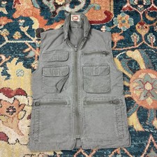 Vtg Banana Republic Safari Sz XS Photography Collar Hooded Vest Fishing Pockets