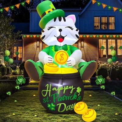 4FT St Patricks Day Inflatables Outdoor Decorotion, Happy Saint Patricks Day Blo