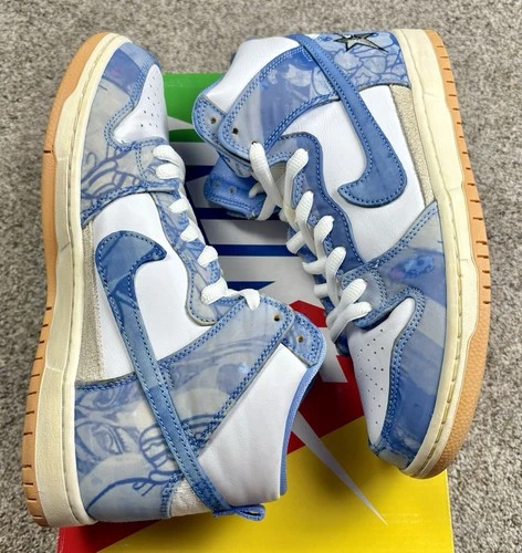 Nike Dunk High SB x Carpet Company Blau Weiß Herren Größe 8,5 US CV1677-100