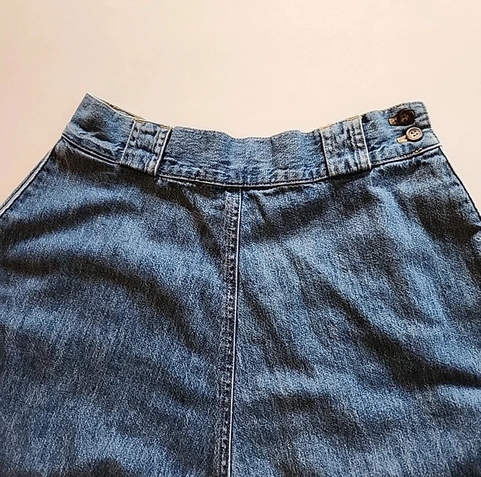 Maxi Falda Denim Pradera Occidental Vaquera Boho Mujer Talla 8 Años 80 90 De Colección Foto 3 de 4