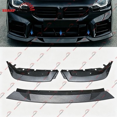 For 2023-2026 BMW G87 M2 MH Style Gloss Carbon Fiber Look Front Bumper Splitter