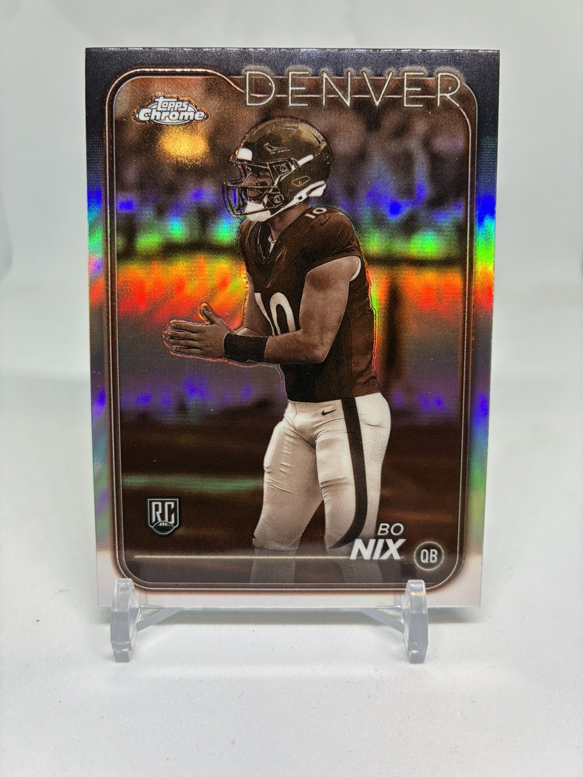 2024 Topps Chrome Football Bo Nix RC Sepia Rookie Refractor #206 Denver Broncos