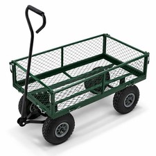 NEW Heavy Duty Metal Green Garden Cart Barrow Utility Trolley - Garden - Home