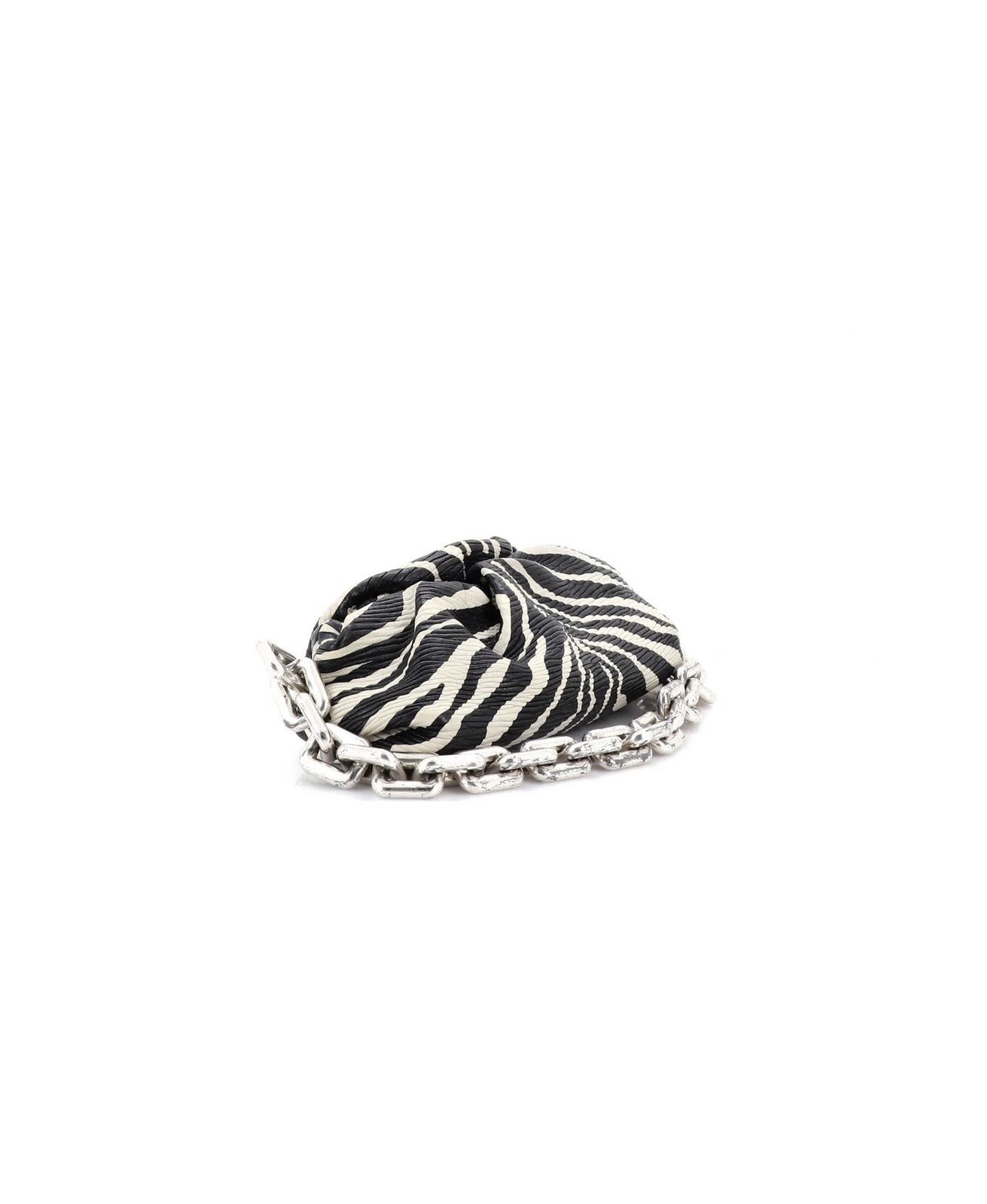 Bottega Veneta Zebra Print Medium Shoulder Bag Silver Chain Strap Black/White image 2