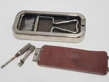 1920s Vintage Imperial Rolls Razor Shaving Kit Made in England Chrome Case