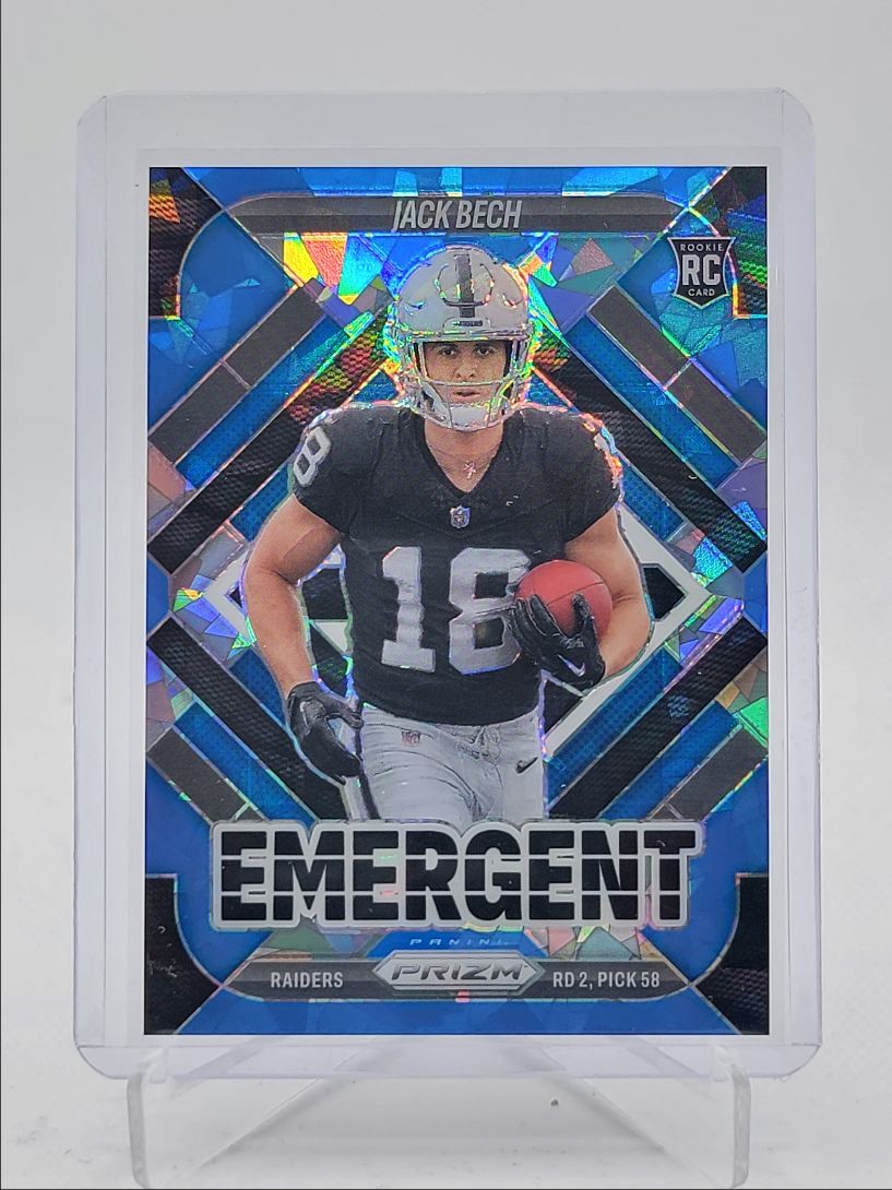 JACK BECH 2025 PANINI PRIZM EMERGENT ROOKIE BLUE ICE RAIDERS RC /99 Q4934