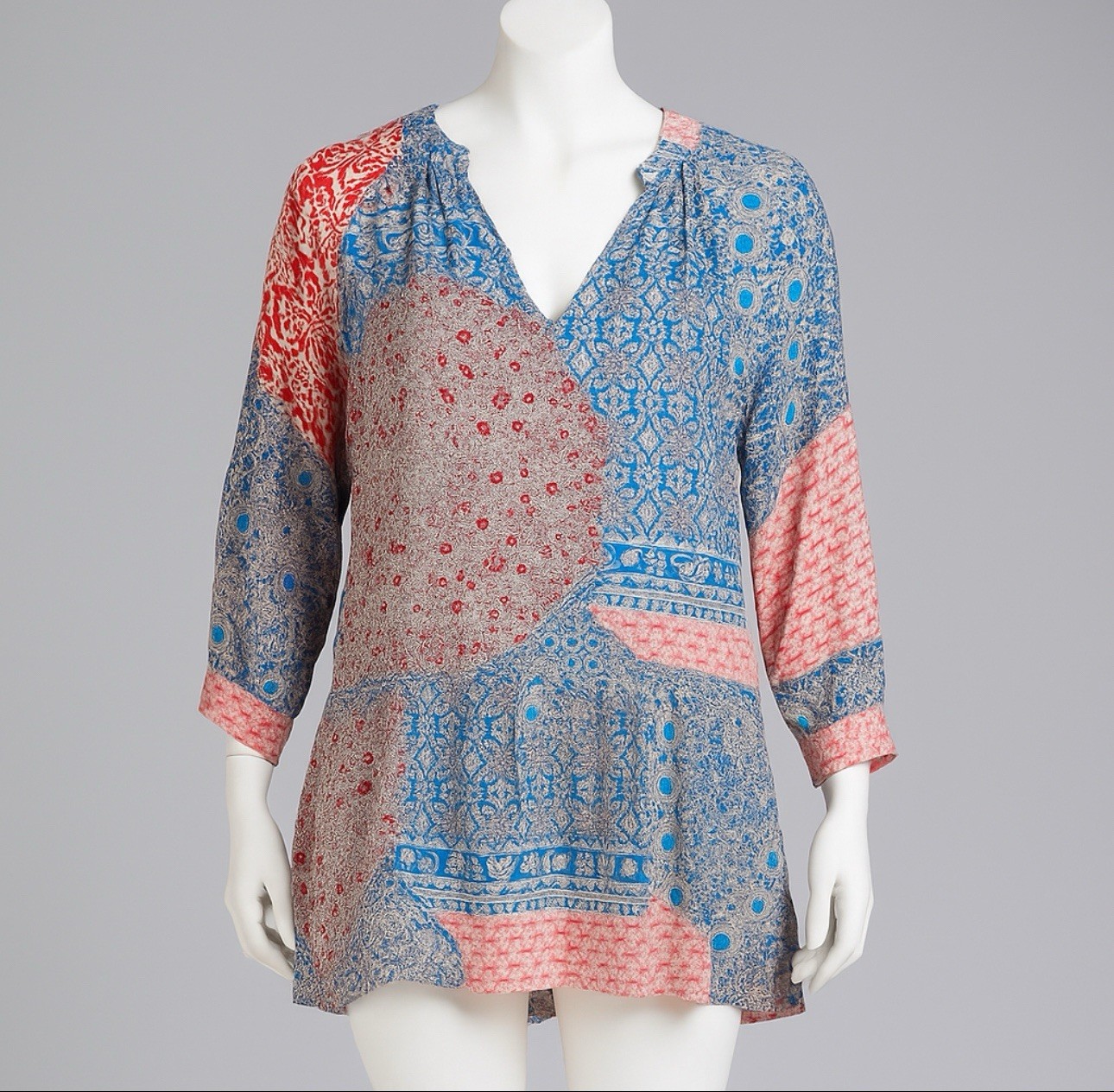 Sanctuary Womens Blouse M Boho Patchwork Print Tu… - image 2