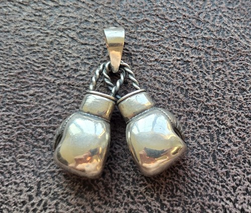 Sterling Silver Boxing Gloves Pendant – 24g – Heavy Men’s Boxing Jewelry