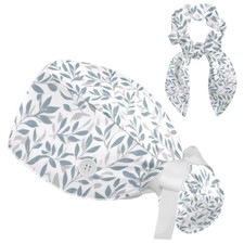 Scrub Cap With Hair Scrunchy Ponytail Holder Surgical Hat Nurse