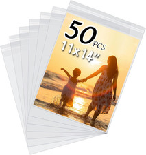 50 Pack 11x14 Crystal Clear Sleeves for Art Prints Photos with Mat Boards