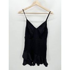 Express Dress Women SMALL NWT Black V-Neck Sleeveless Ruffle Mini LBD