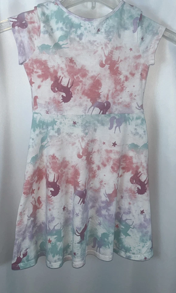 Jumping Beans Skater Girls Silhouette Dress Size 6 Unicorns Tie-dye Multicolor - Image 3 of 4