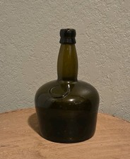 Antique 1800s Black Glass Mallet Whiskey Liqu...