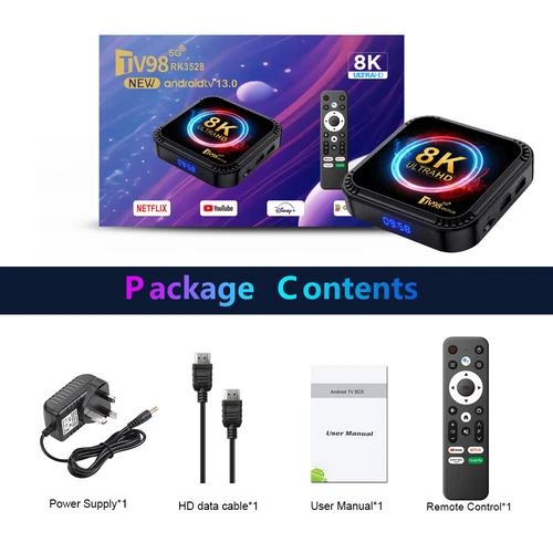 NEW Android 13 TV Box 2.4G& 5G Quad Core 8K HD Smart TV98 Bluetooth Media Player - Picture 13 of 20