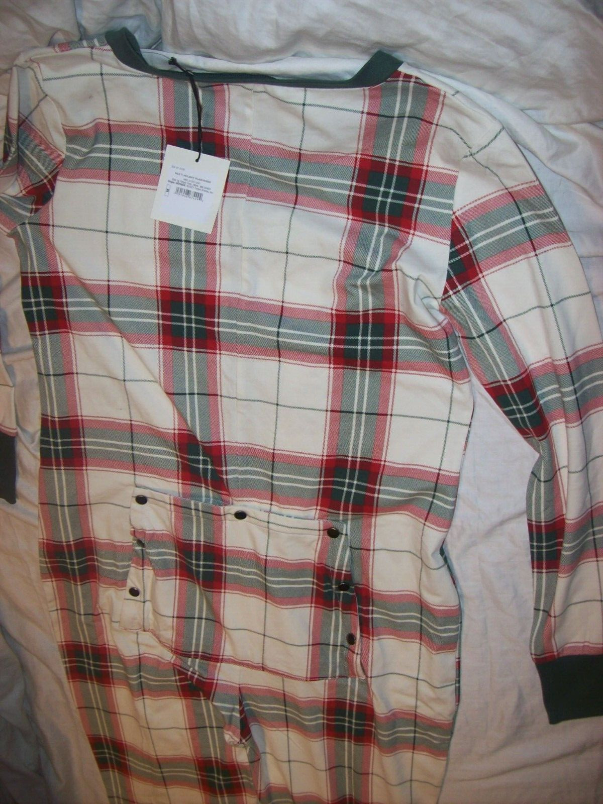 Hearth & Hand Magnolia Plaid Butt Flap Union Suit Pajamas One Piece Size M New!